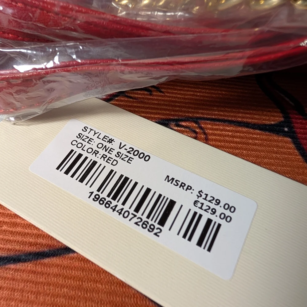 Valentino Orlandi Red Quilted Chain Shoulder Bag NWT - Picture 2 of 4